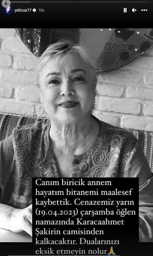 Oyuncu Yeliz Şar'ın annesi hayatını kaybetti