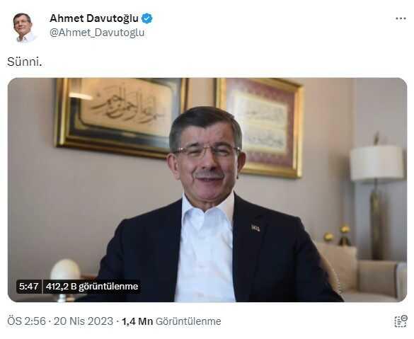 Kılıçdaroğlu'ndan sonra Davutoğlu'ndan Sünni videosu: Kemal Bey'e selam ediyorum mesajınız alınmıştır