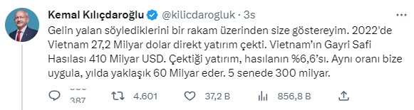 300 milyar dolar paylaşımı yapan Kılıçdaroğlu'nun açıklamasından çok örnek verdiği ülke olay oldu