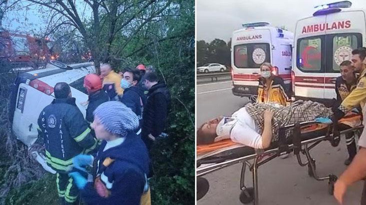 TEM Otoyolu Kocaeli Geçişinde Servis Minibüsü Kaza Yaptı: 13 Yaralı