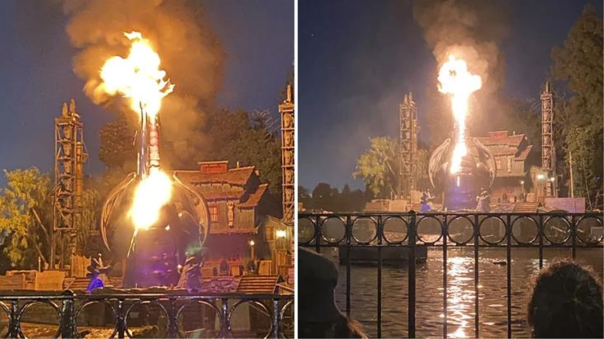Disneyland\'te gösteri sırasında alevler yükseldi! Ziyaretçiler panikle tahliye edildi