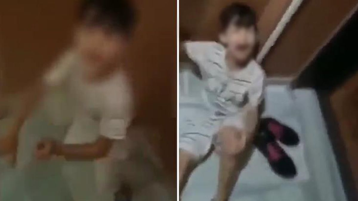 Şeker toplayan çocuğu tekmeledi! Görüntüler sosyal medyada çok konuşuldu