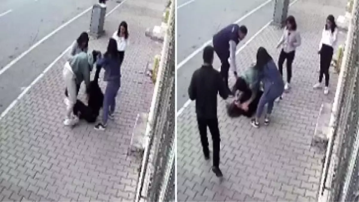 Yerlerde sürüklendiler, kimse müdahale etmedi! Kızların arasındaki şiddet dolu kavga kameraya yansıdı