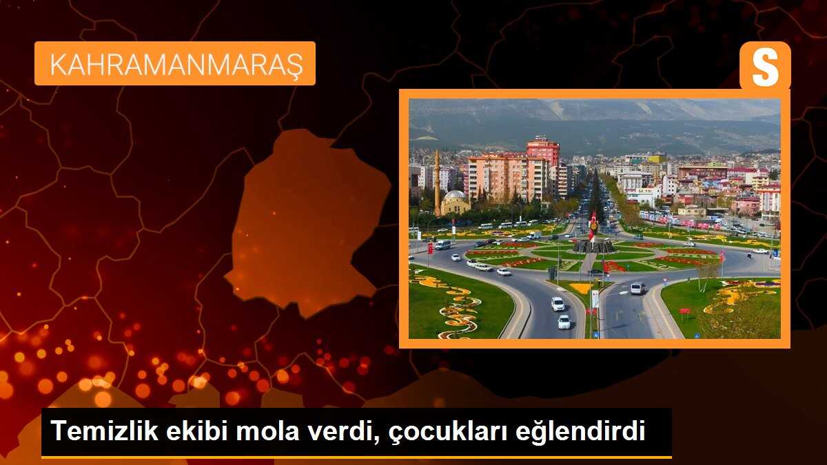 Temizlik ekibinin depremzede çocukları eğlendirmesi