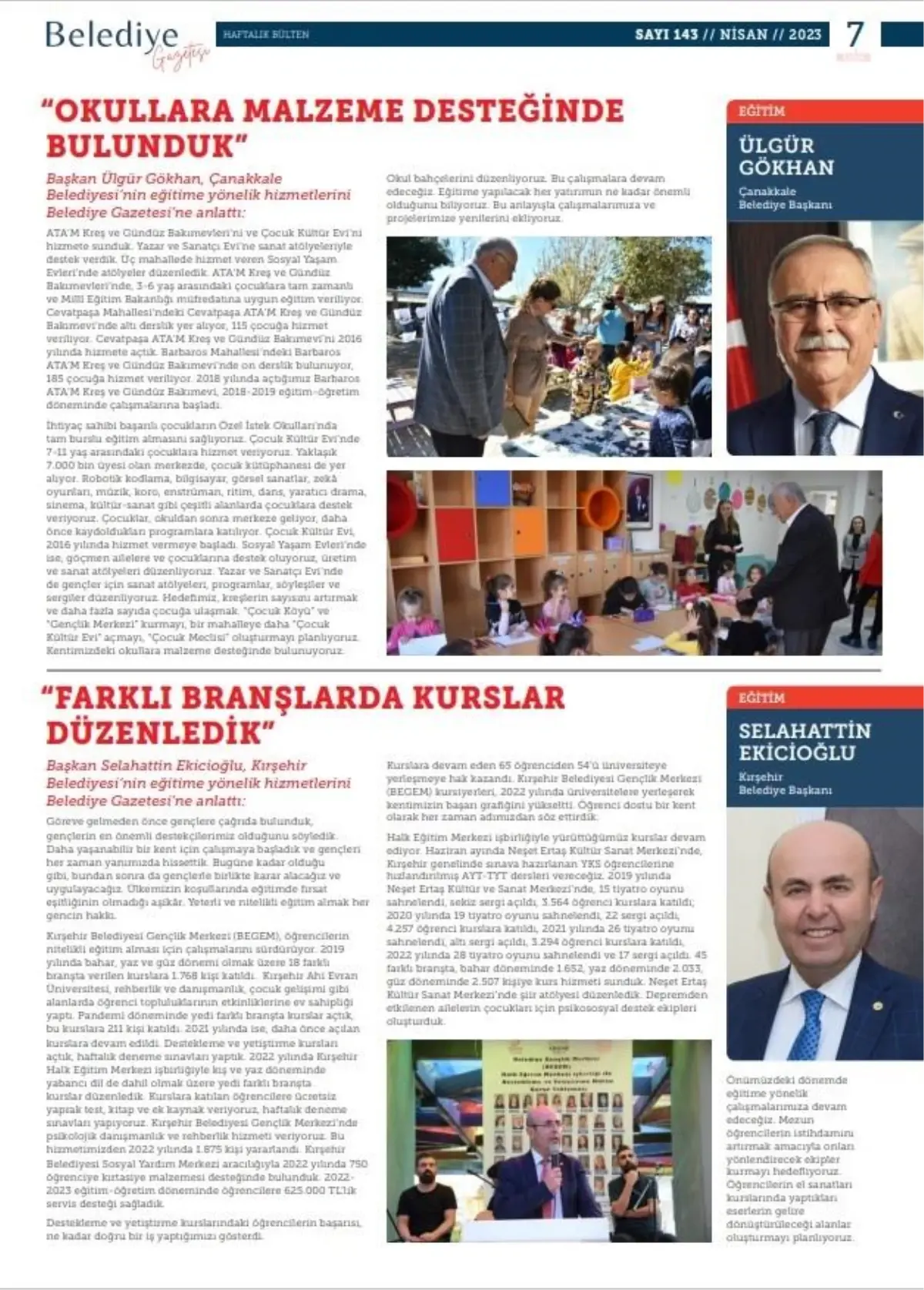 Kırşehir Belediye Başkanı Ekicioğlu, eğitime yönelik hizmet ve projelerini anlattı