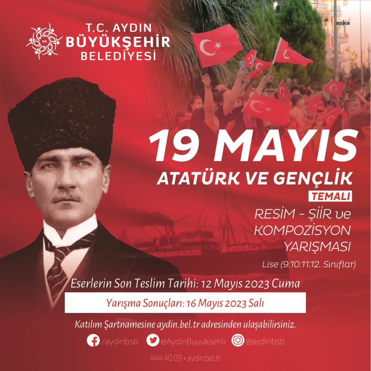Aydın Büyükşehir Belediyesi 19 Mayıs Atatürk ve Gençlik Temalı Yarışma Düzenliyor
