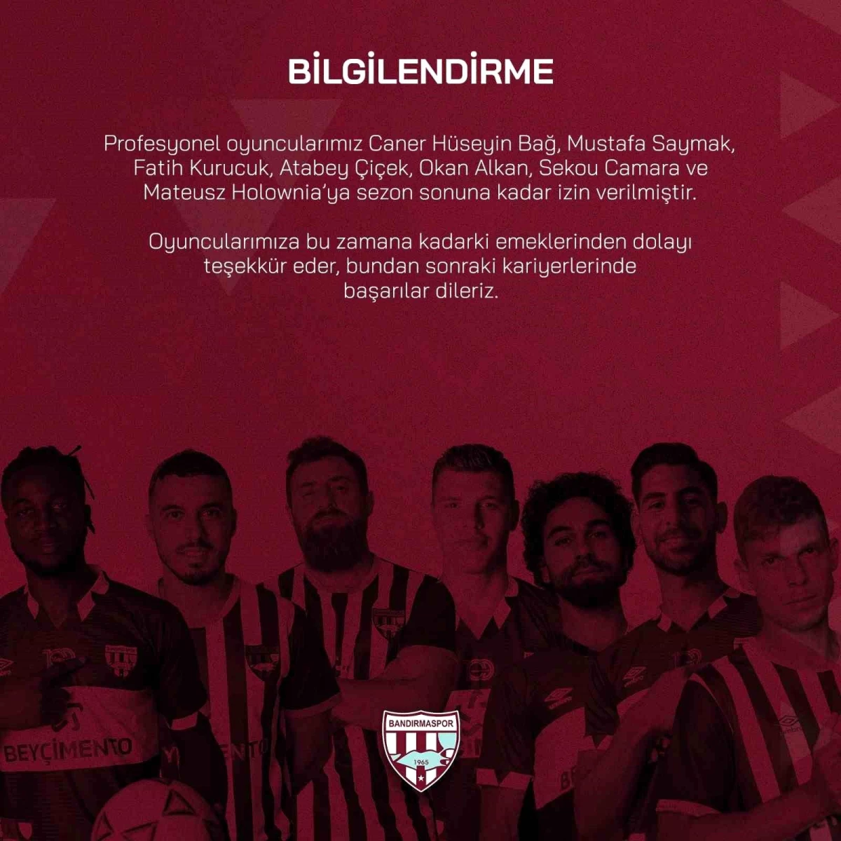 Bandırmaspor 7 Futbolcuyu Kadro Dışı Bıraktı