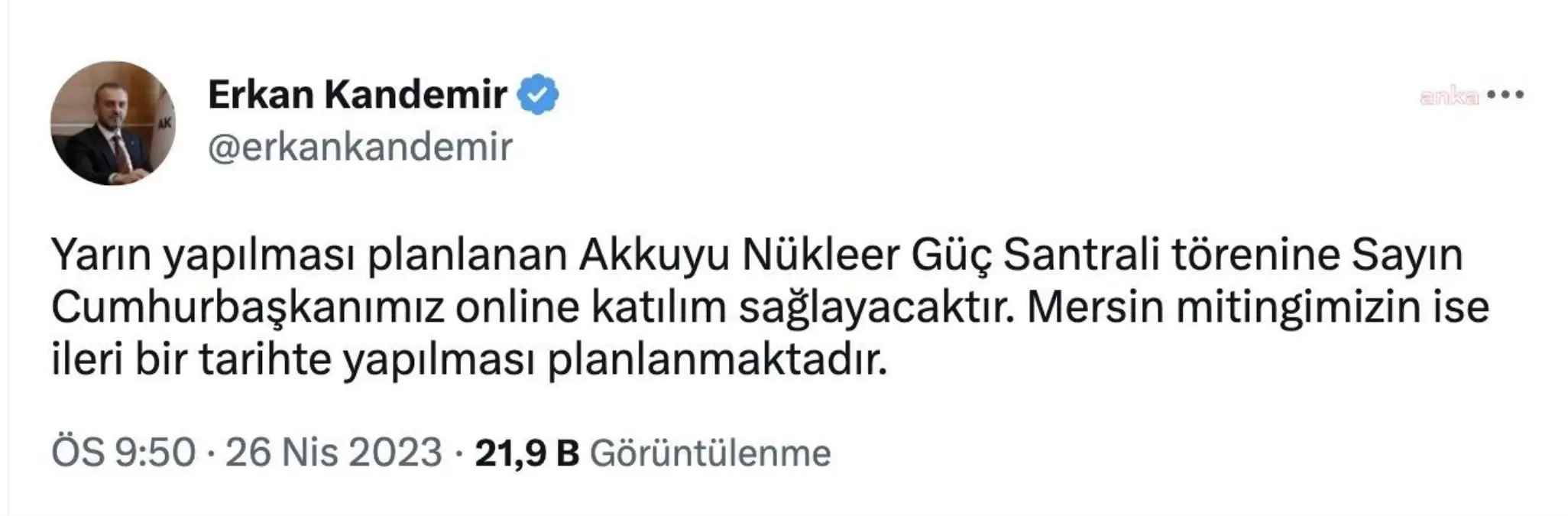 Cumhurbaşkanı Erdoğan, Akkuyu Nükleer Güç Santrali törenine online katılacak