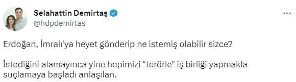 Demirtaş'ın 'İmralı'ya heyet gönderildi' iddiasına Cumhurbaşkanlığı Sözcüsü İbrahim Kalın'dan yanıt: Açık ve net olarak yalan Demirtaş'ın 'İmralı'ya heyet gönderildi' iddiasına Cumhurbaşkanlığı Sözcüsü İbrahim Kalın'dan yanıt: Açık ve net olarak yalan
