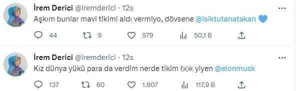 Yıllık ödeme yapmasına rağmen Twitter'daki mavi tiki gelmeyen İrem Derici'den Elon Musk'a küfürlü tepki