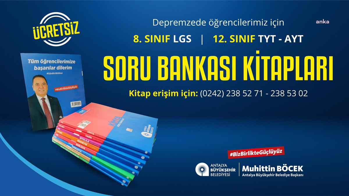 Antalya Büyükşehir\'den Depremzede Öğrencilere Soru Bankası Desteği