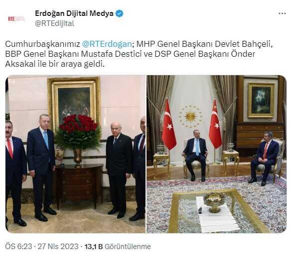 Bahçeli, Destici ve Aksakal'dan, Erdoğan'a Geçmiş Olsun Ziyareti