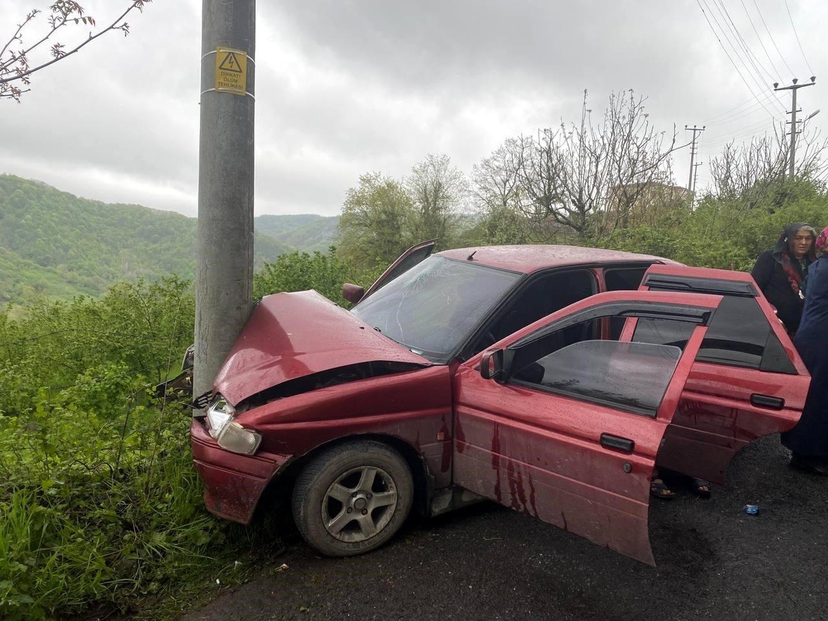 Zonguldak\'ta Otomobilin Elektrik Direğine Çarpması Sonucu 4 Kişi Yaralandı