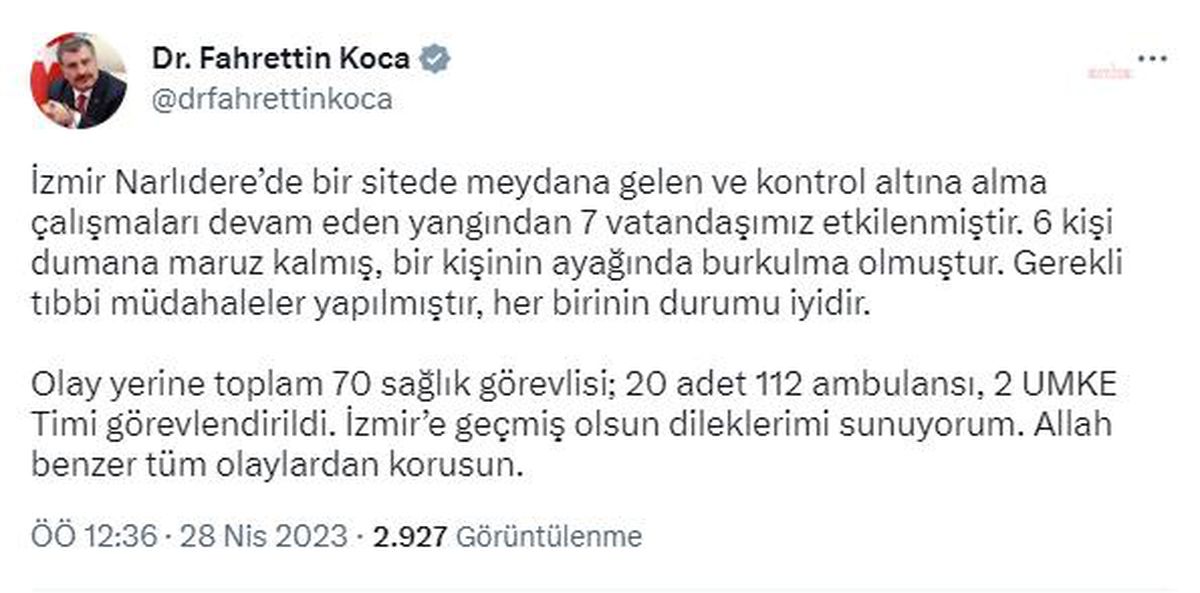 İzmir Narlıdere\'deki Yangında 7 Kişi Etkilendi