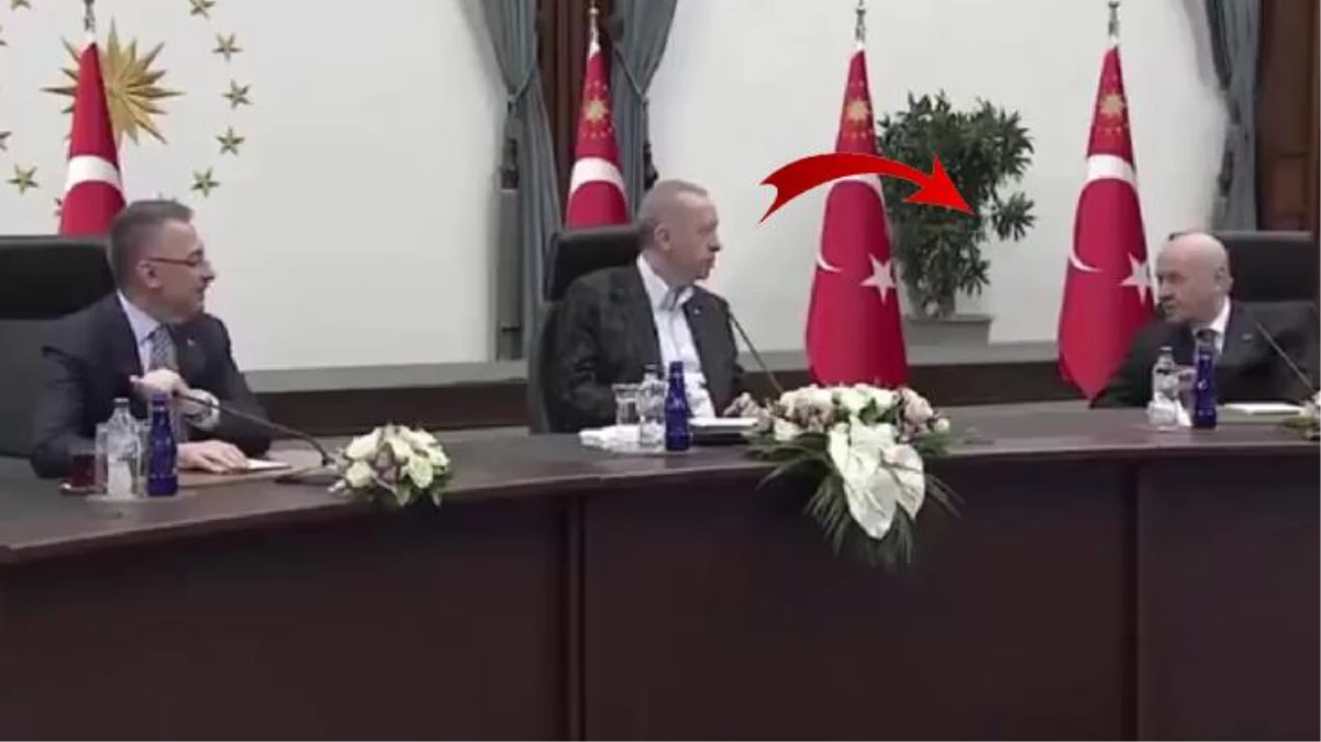 Yaptığı gaf sonrası Cumhurbaşkanı Erdoğan, Bahçeli\'ye dönüp böyle seslendi: Bir sürçü lisan oldu galiba