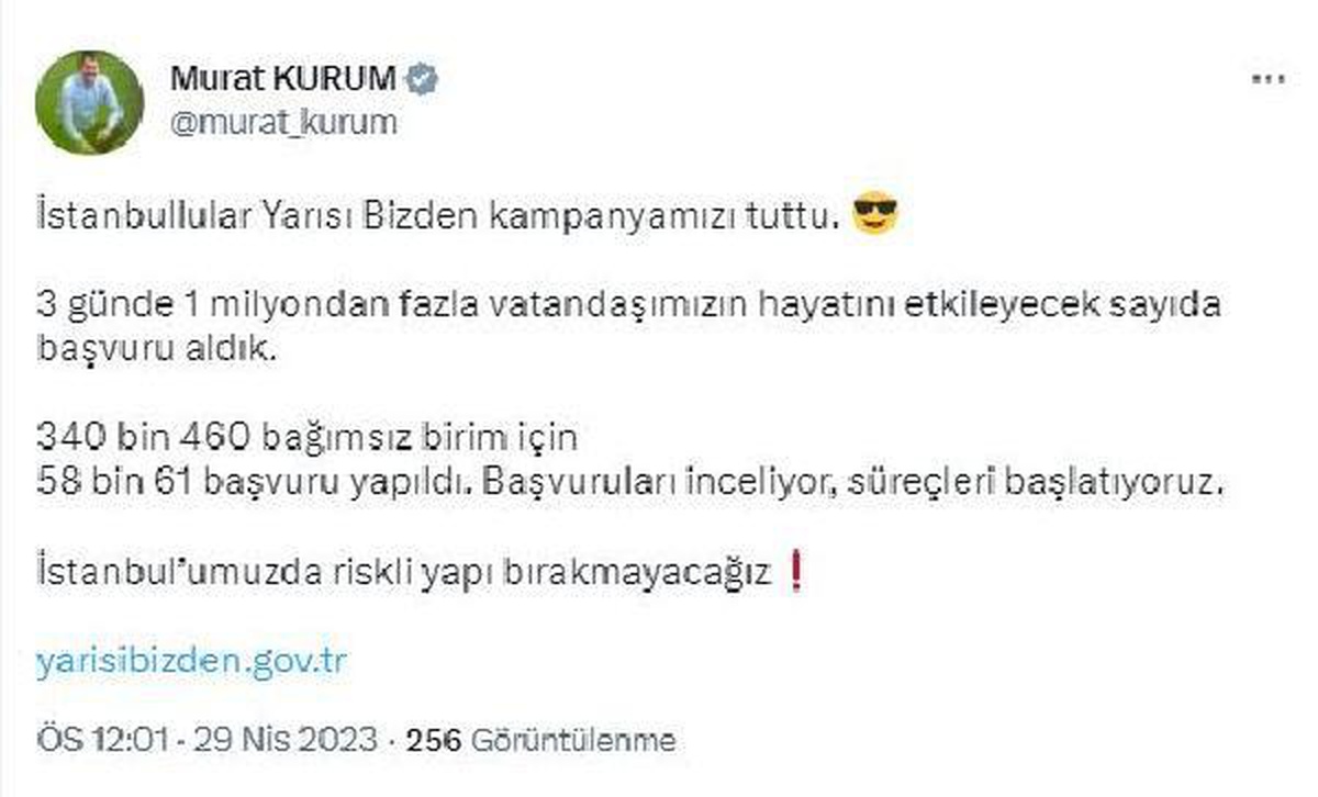Şehircilik Bakanı Murat Kurum \'Yarısı Bizden\' kampanyasına ilişkin açıklama yaptı