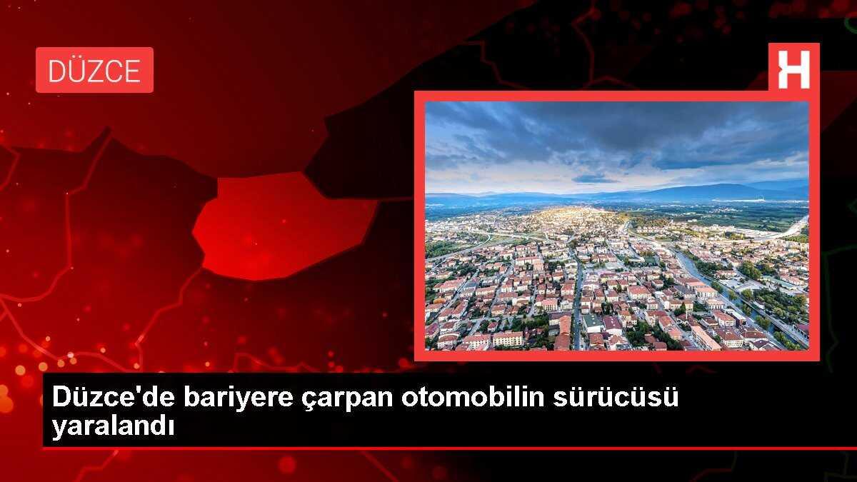 Düzce'de Bariyere Çarpan Otomobilin Sürücüsü Yaralandı