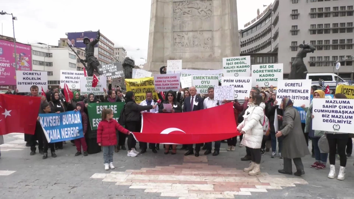 Ücretli Öğretmenler Ankara\'da Kadro Talebiyle Eylem Yaptı