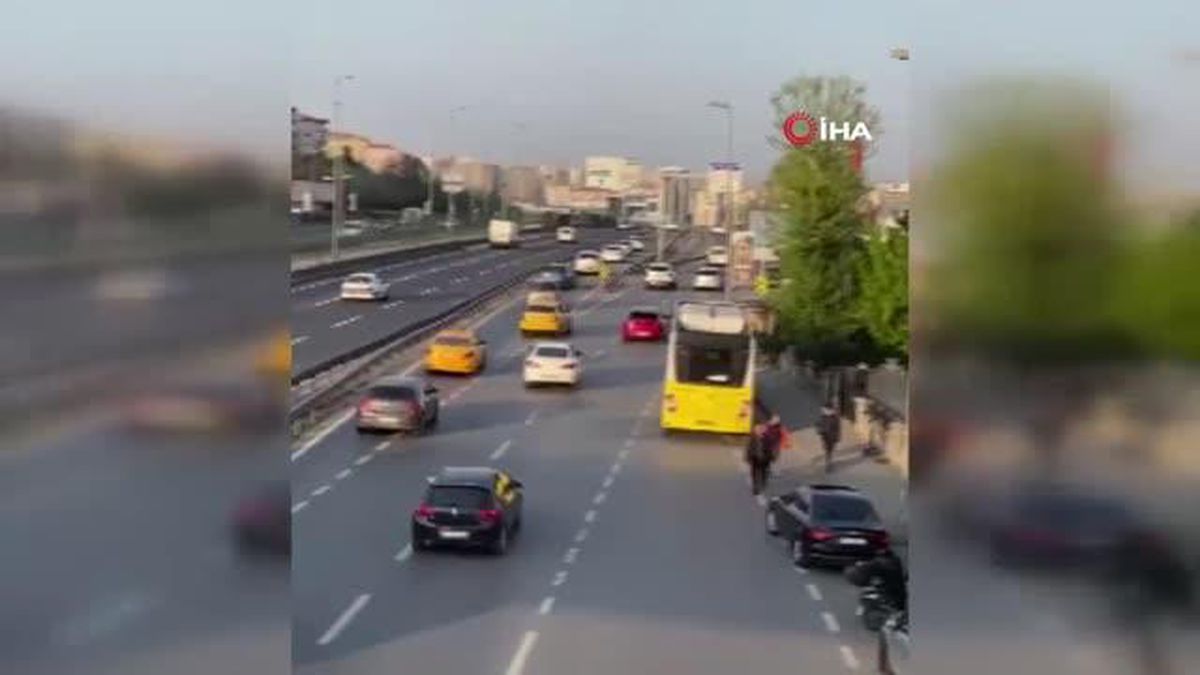 E-5 Karayolunda İlginç Anlar: Bir Şahıs Yolun Ortasına Yattı