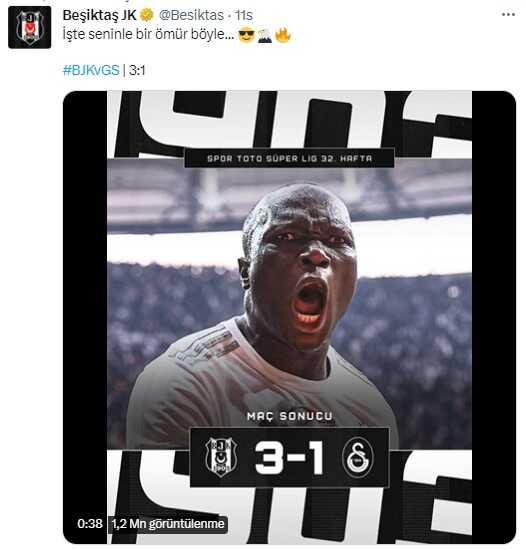 Derbi zaferi sonrası Beşiktaş, yaptığı paylaşımla Galatasaray'ı fena tiye aldı