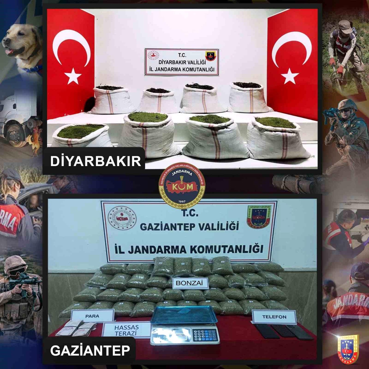 Diyarbakır ve Gaziantep\'te 278 kilo uyuşturucu ele geçirildi