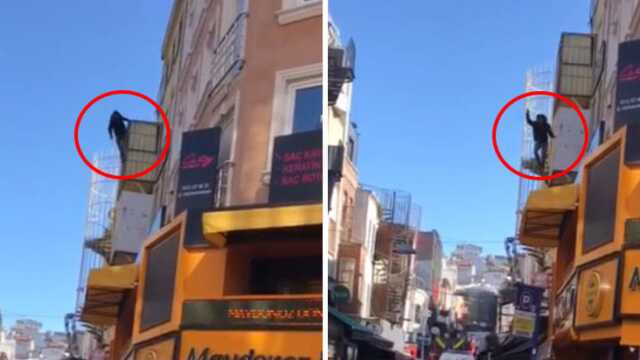 Kendisini dördüncü kattan aşağı böyle bıraktı! O anlar anbean kamerada Kendisini dördüncü kattan aşağı böyle bıraktı! O anlar anbean kamerada