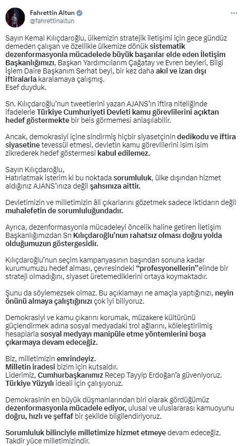 Kılıçdaroğlu 'Cambridge Analytica' iddiasında bulundu! Fahrettin Altun'dan yanıt gecikmedi