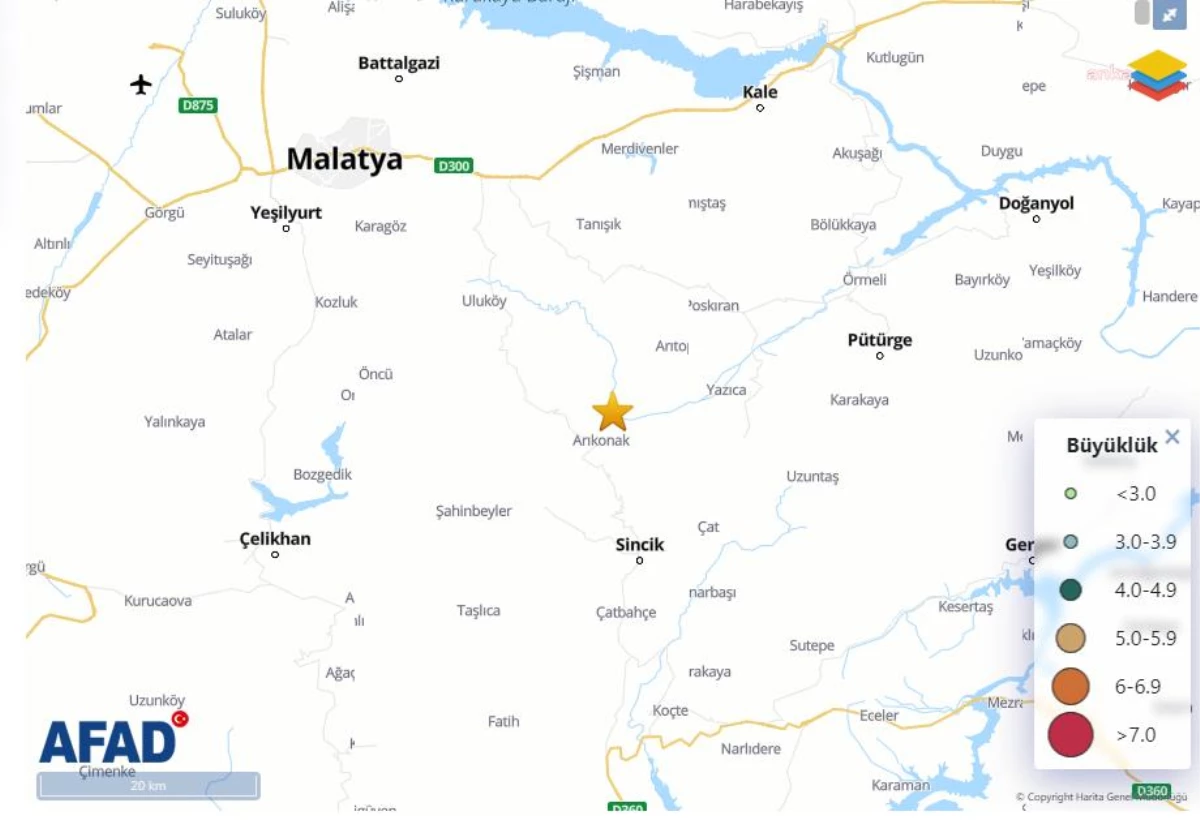 Malatya\'nın Pütürge ilçesinde 4.4 büyüklüğünde deprem