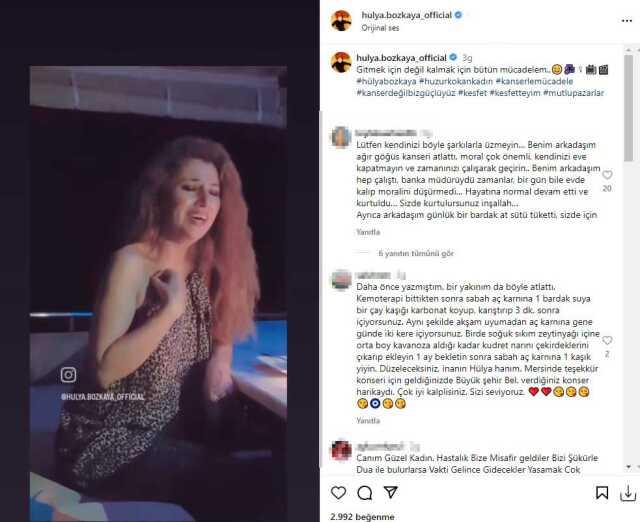 Kanserle mücadele eden şarkıcı Hülya Bozkaya'ya sevenlerinden destek yağıyor