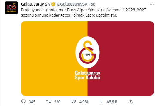 Galatasaray, Barış Alper Yılmaz'ın sözleşmesini uzattı