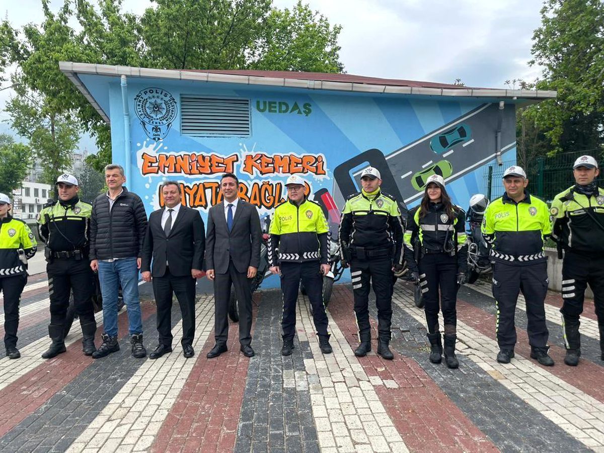 UEDAŞ\'ın Trafolar Konuşuyor projesinde 66. trafo emniyet kemeri farkındalığı için boyandı