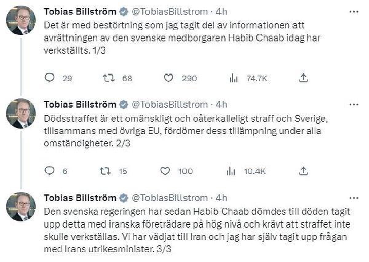 İran-İsveç çifte vatandaşı Habib Chaab idam edildi