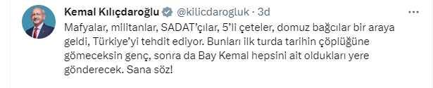 Kılıçdaroğlu'ndan Bahçeli'nin 'Bu hainler alsalar alsalar vücutlarına mermi alırlar' sözlerine yanıt Kılıçdaroğlu'ndan Bahçeli'nin 'Bu hainler alsalar alsalar vücutlarına mermi alırlar' sözlerine yanıt