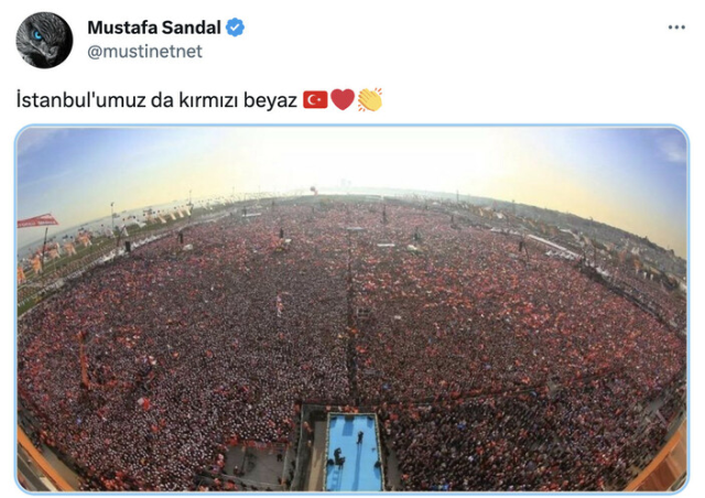 Ünlü şarkıcı Mustafa Sandal, 2014'teki Erdoğan mitingini Millet İttifakı'nın İstanbul mitingi diye paylaştı