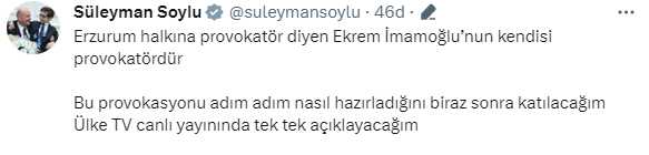 Erzurum'daki olaylara ilişkin Soylu'dan ilk açıklama: Ekrem İmamoğlu'nun kendisi provokatördür