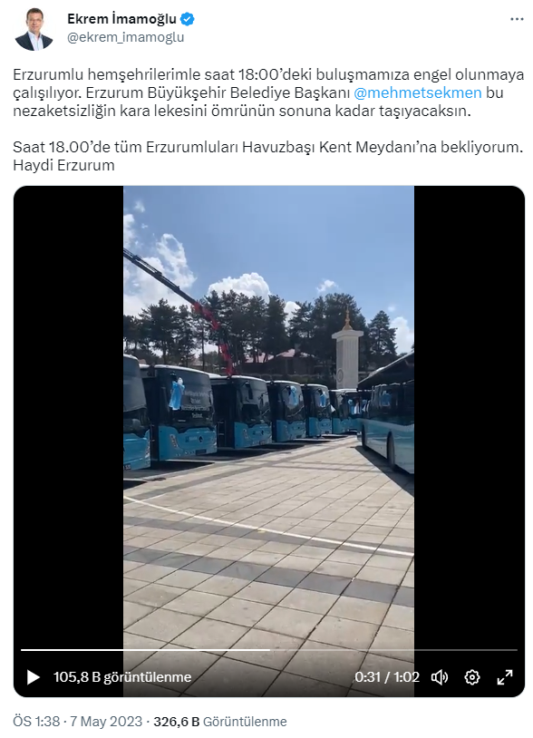 İmamoğlu, Erzurum'daki miting öncesi alanın halini paylaştı: Hemşerilerimle buluşmamıza engel olunmaya çalışılıyor