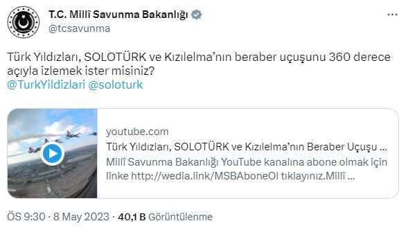 Türk Yıldızları, SoloTürk ve Kızıelma birlikte uçtu, bakanlık 360 derece görüntülerini paylaştı