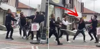 Polisi yumruklayan şahsı linçten yine polis ekipleri kurtardı! O anlar cep telefonu kamerasına yansıdı