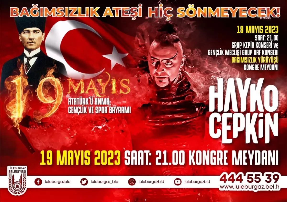 Lüleburgaz\'da 19 Mayıs coşkusu Hayko Cepkin konseriyle kutlanacak