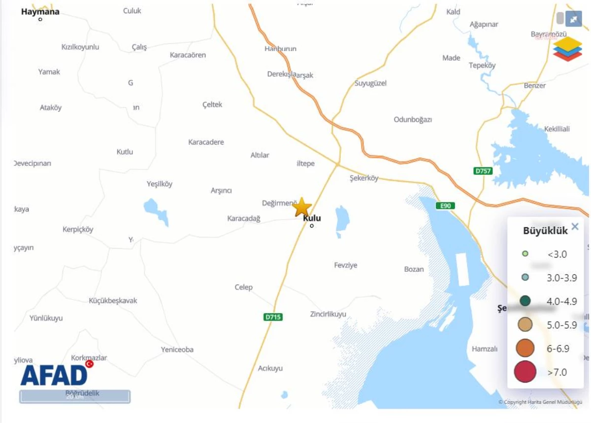 Konya\'nın Kulu ilçesinde 4.2 büyüklüğünde deprem