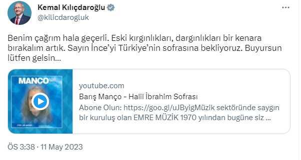 Son Dakika: Kılıçdaroğlu'ndan adaylıktan çekilen Muharrem İnce'ye çağrı: Türkiye'nin sofrasına bekliyoruz