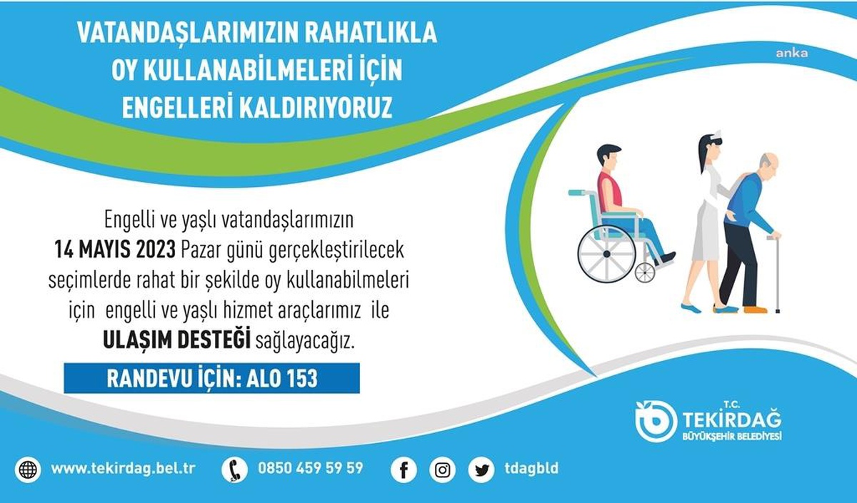 Tekirdağ Büyükşehir Belediyesi, engelli ve yaşlı vatandaşlara seçim günü ulaşım desteği sağlayacak