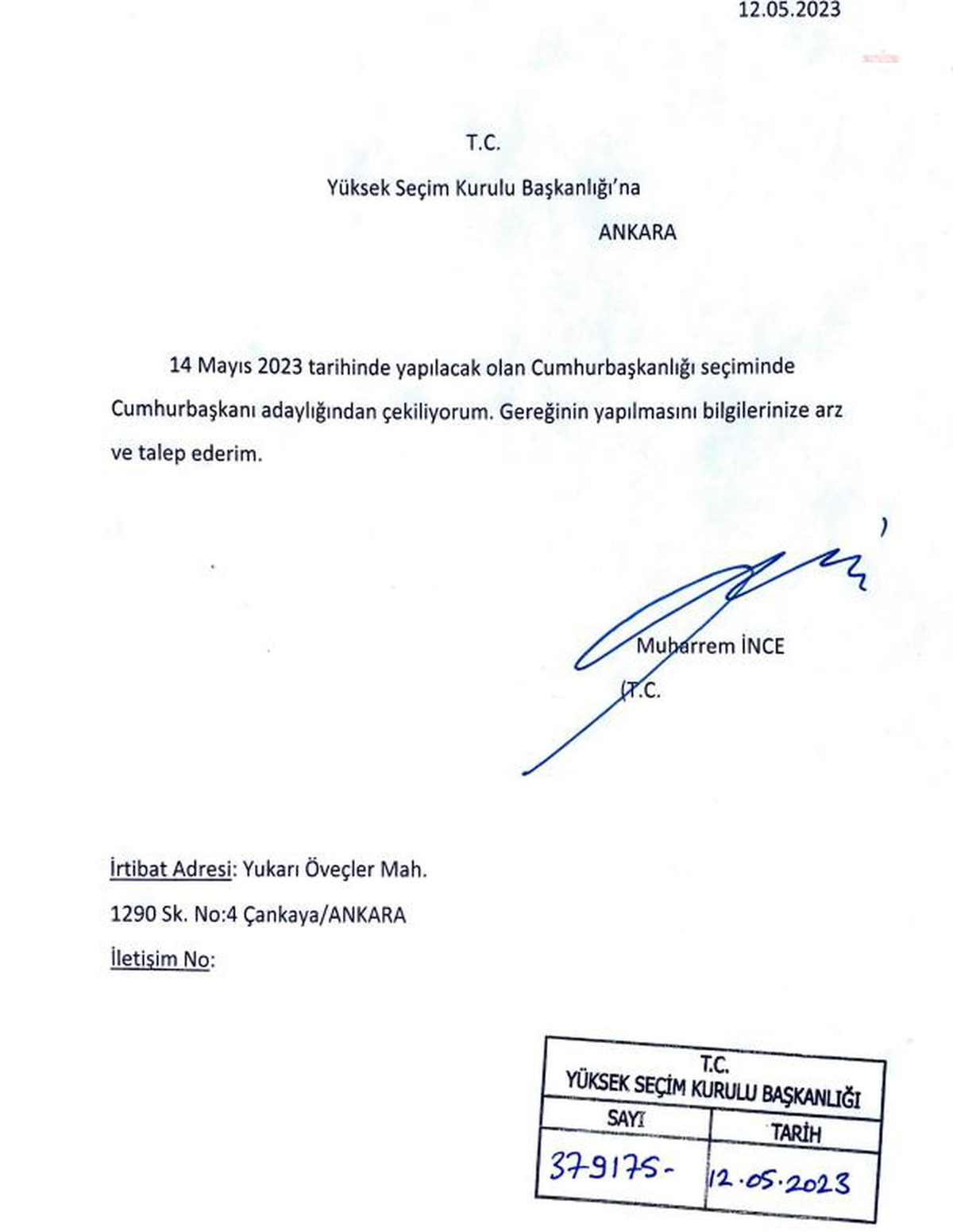 Muharrem İnce Cumhurbaşkanlığı adaylığından çekildi
