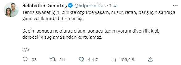 Selahattin Demirtaş'tan Muharrem İnce'nin adaylıktan çekilmesine ilişkin ilk yorum
