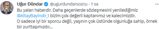 Uğur Dündar iddialara sert çıktı! Fenerbahçe'nin kalesi emin ellerde