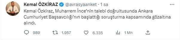 Avrasya Araştırma kurucusu Kemal Özkiraz gözaltına alındı