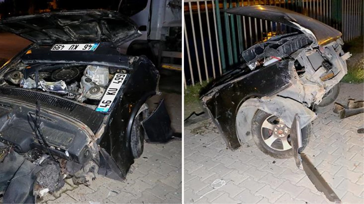 Adana\'da feci kaza! Otomobil aydınlatma direğine çarpıp ikiye bölündü, sürücü hayatını kaybetti