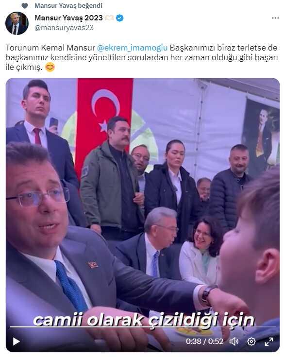 Mansur Yavaş'ın torunu, sorduğu Ayasofya sorusu ile İmamoğlu'nu terletti