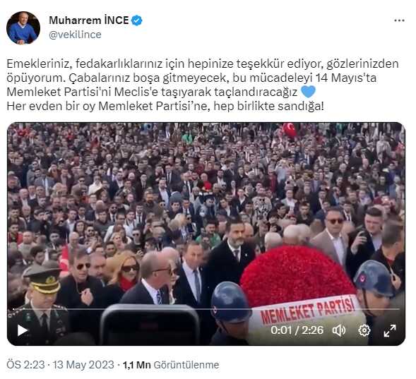 YSK'nın kararının ardından Muharrem İnce'den yeni paylaşım: Çabalarınız boşa gitmeyecek