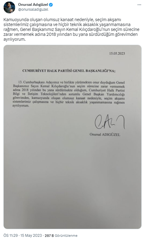 Seçimin faturası ona kesildi! Kılıçdaroğlu, Onursal Adıgüzel'i görevden aldı